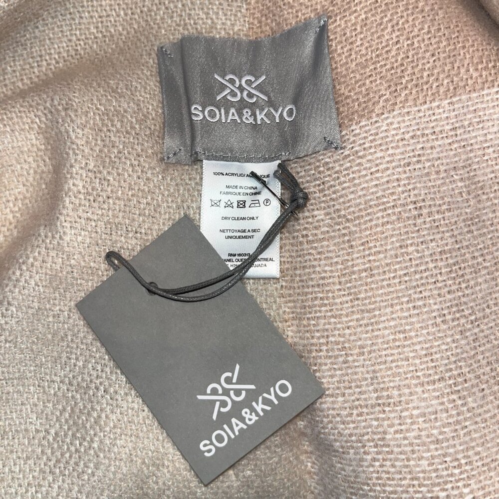 Soia & Kyo Shawl Blush Ballet Pink & Cream Giant Plaid Color Block New With Tags — image 6 of 8